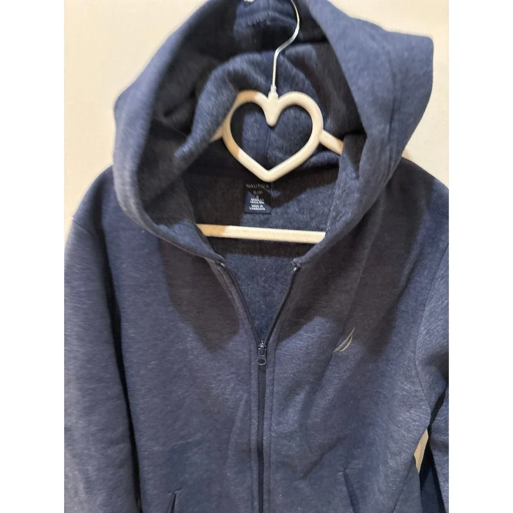 Boys size 8 Nautical navy blue heathered zip up sweatshirt hoodie. NWT.